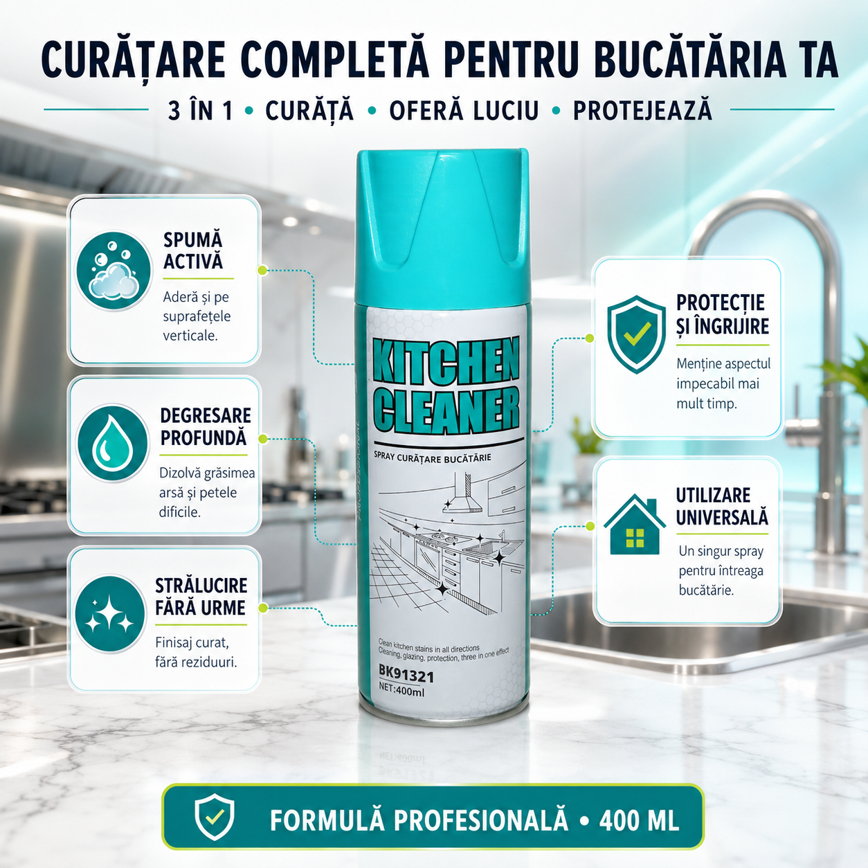 Spray degresant pentru bucatarie  MULTI-SUPRAFETE