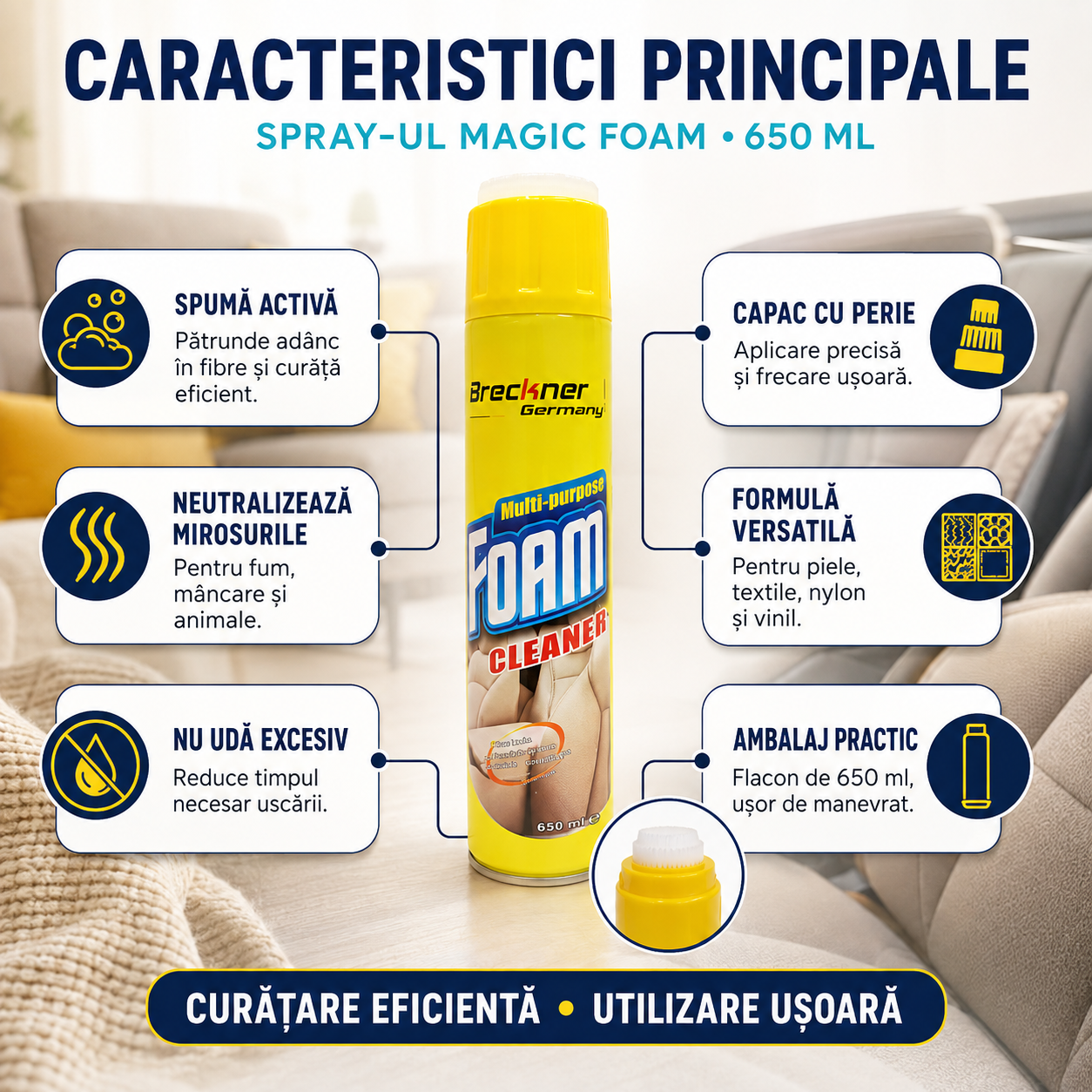Spuma de curatare MAGIC FOAM  pentru casa si masina 650ml
